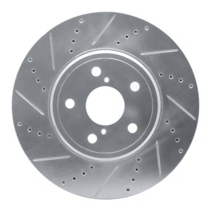 Lexus LS430 Brake Rotor (1) - Front Left - R1 Concepts - Drilled & Slotted - Silver - `01-`06